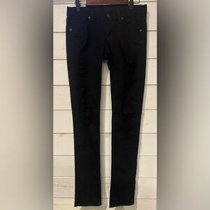 Citizens of Humanity black denim distressed skinny jeans in size 27